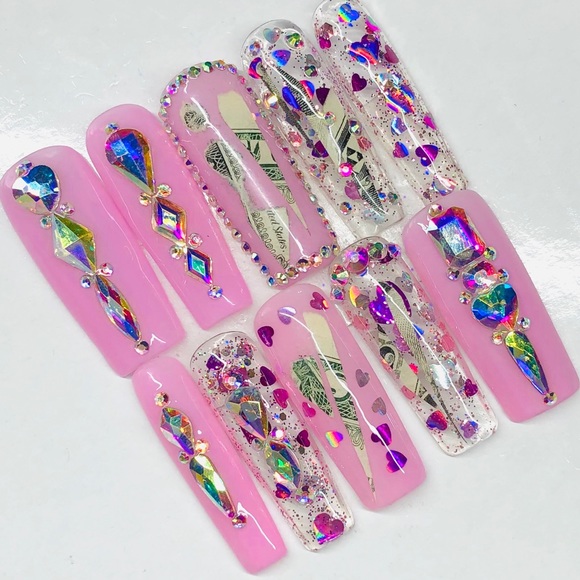 RICHES 💰LONG SQUARE PRESS ON NAILS - Picture 7 of 13